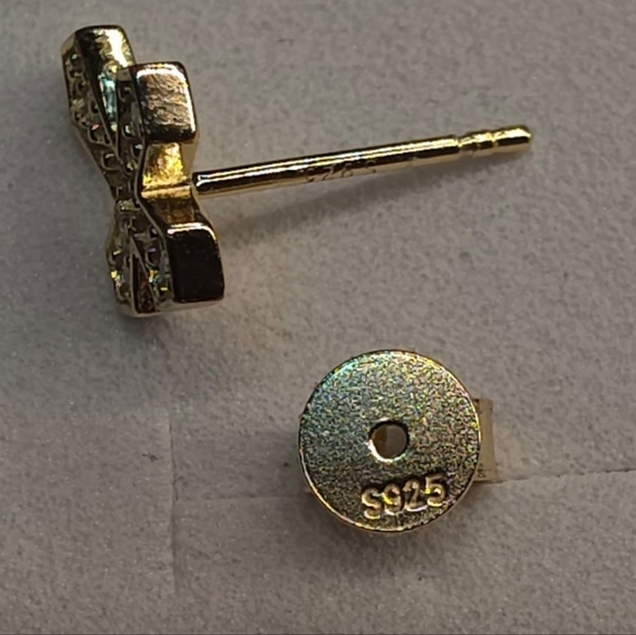 Moissanite Diamond 14k Gold Plated Cross Earrings 925 Sterling Silver - Picture 3 of 6